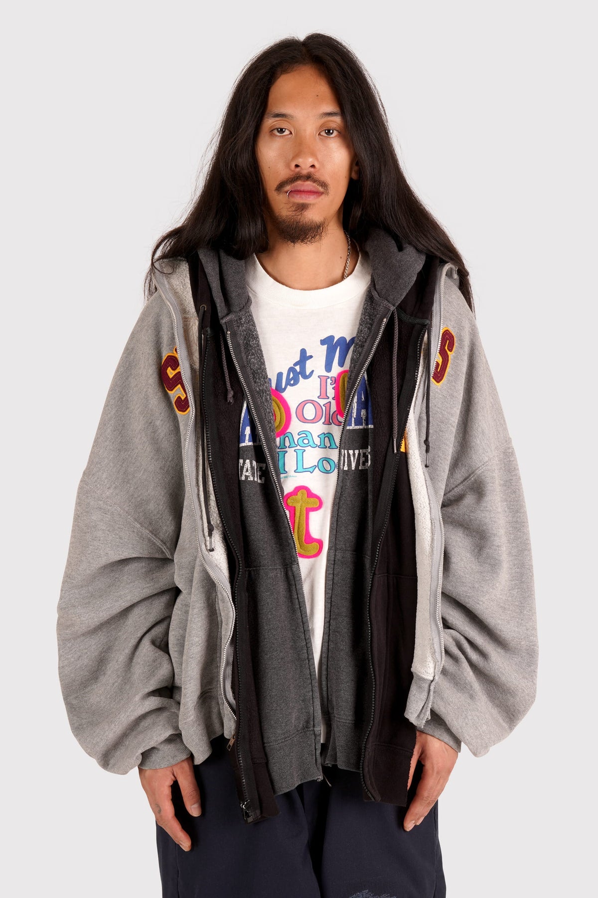 Triple Zip Hood - Grey