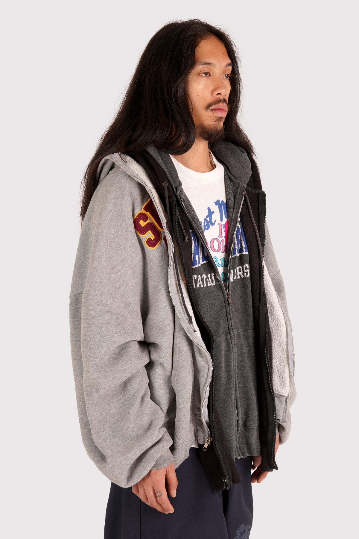 Triple Zip Hood - Grey
