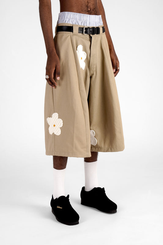 FO Baggy Shorts - Beige - Limited Flower Edition