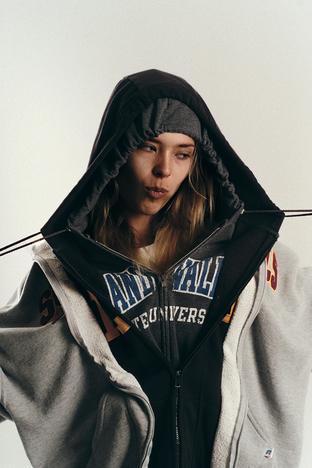 Triple Zip Hood - Grey